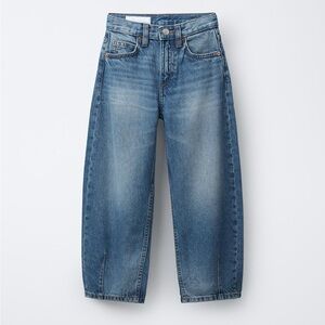 ZARA Barrel Jeans Sz 8 Blue Wash High Waist Women’s Jeans